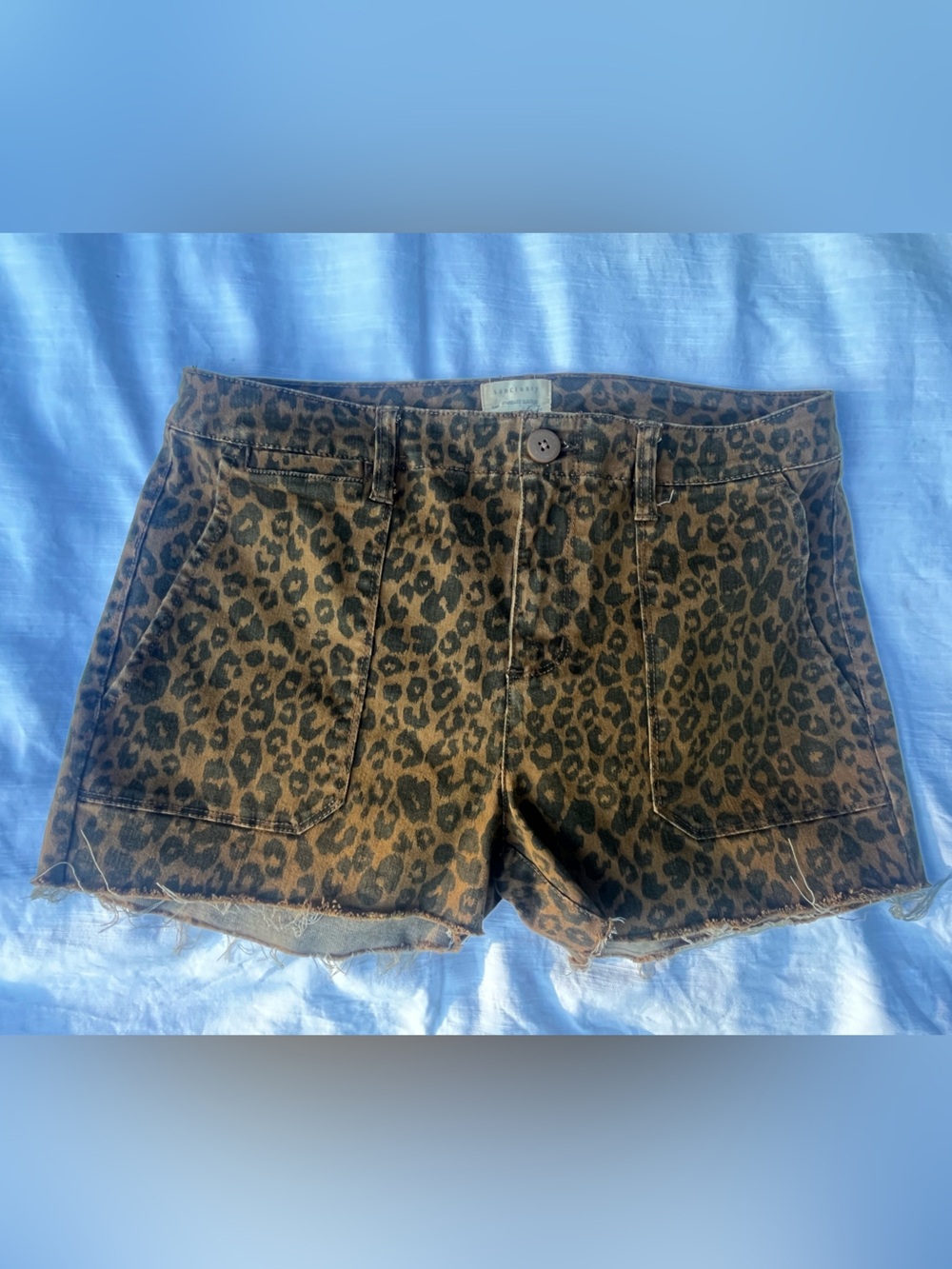Sanctuary Leopard Print High-Rise Jean Shorts - Brown/Black